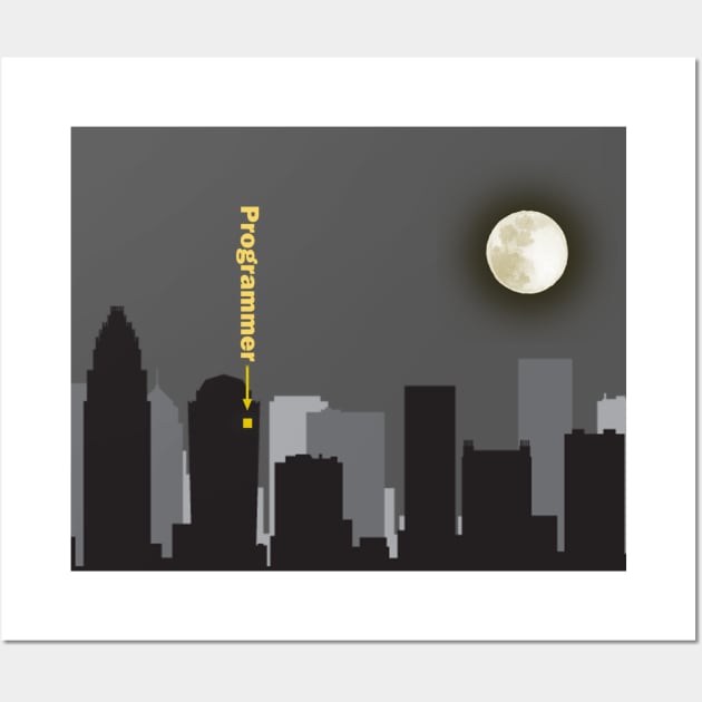 Programmer at night Wall Art by Cyber Club Tees